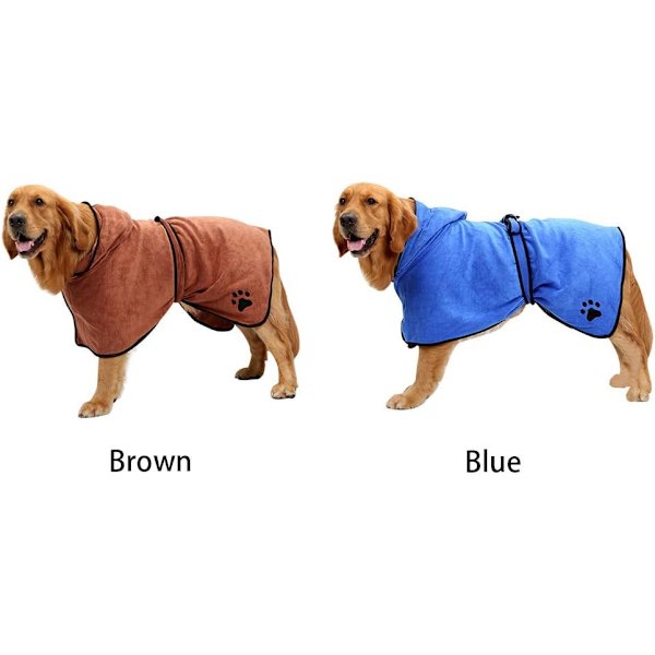 Blød Badekåbe Superabsorberende Mikrofiber Hurtigtørrende Håndklæde med Hætte/Bælte til Store, Mellemstore, Små Hunde, Kæledyrs Katte - Brun(XL)
