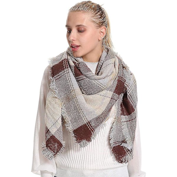 Rutiga Pläd-Sjal Vinter Höst Halsdukar För Kvinnor, Varma Mjuka Tjocka Överstora Tartansjalar Wraps Halsdukar Khaki Khaki