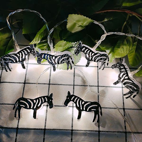Zebra Dyr Strengslys Batteridrevet Led Zebra Feestrengslys Til Hawaiiansk Tropisk Hjemfest