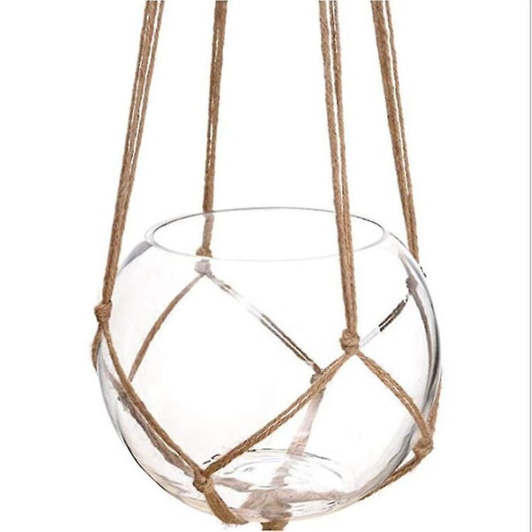 2 Makramé Rep Blomkruka Hängande Korg Tak Växthängare Vävd Hamparepsnätpåse Hängande Hållare (105cm)