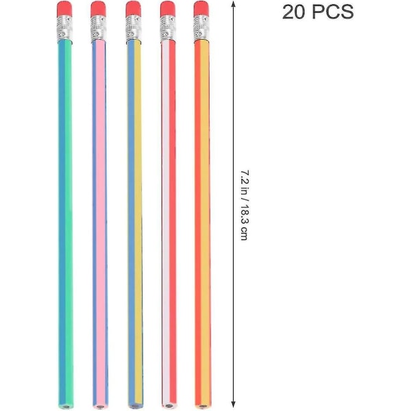 Børns farverige fleksible blyanter Fleksibel blød blyant med viskelæder, pakke med 20 stk