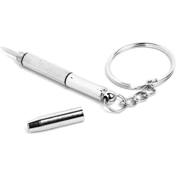 Mini Skruvmejsel för Glasögon Multi Portabel Metall Glasögonbåge Solglasögon Reparationskit Verktyg Med Nyckelring (6st, Silver)
