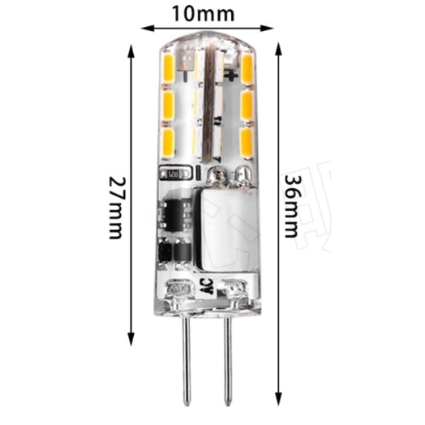 10x G4 LED-lampor 12V AC/DC Varmvit 3000K 2W, Energibesparande lampa Superljus Ingen flimmer