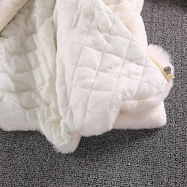 Barn Imitation Päls Stor Pälskrage Pälsboll Tjock Vadderad Flickjacka Vinterkläder 100cmvit white 100cm
