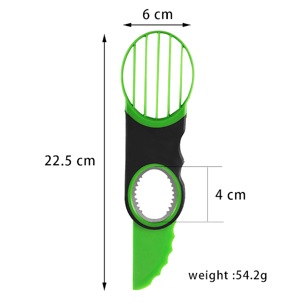 Køkkentilbehør Multifunktionel Frugt Avocado Skærer 3 i 1 Avocado Skærer*ryy Green