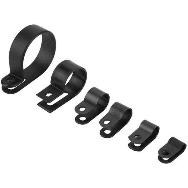 200 kpl Nylon-kaapeliköydet -r, P-klipit Nylon-muoviputken kiinnikkeet, sidokset putkille, kaapeleille, kanaville ja suojakuorille  5/6/9/12/19/28mm (musta)