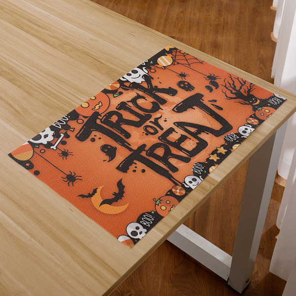 Halloween-Dukunderlägg för Bord - Höst Dukunderlägg Set om 3 Pumpa Dukunderlägg 12x18 Tum Bordsplacering för Fest Kök Matplats Hem
