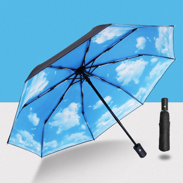 Kannettava matkasateenvarjo sateeseen Vapaa-aika ja ostokset tuulenpitävä auringonpitävä UV-suojattu lämmönkestävä sateenkestävä automaattinen avausautomaatti