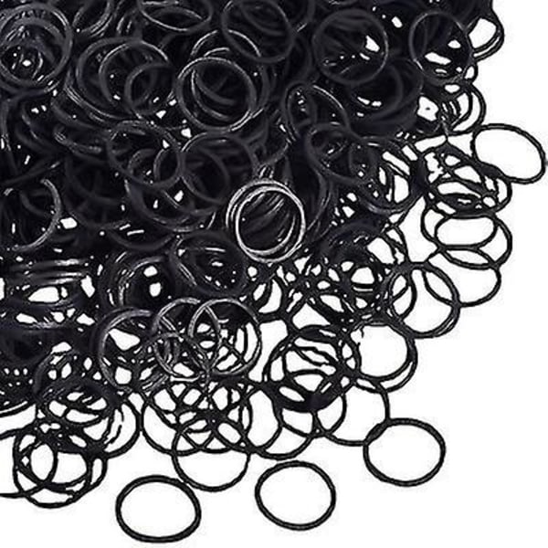 1000 mini gummibånd, blødt elastisk bånd med gummibånd, velegnet til børns sorte fletninger black