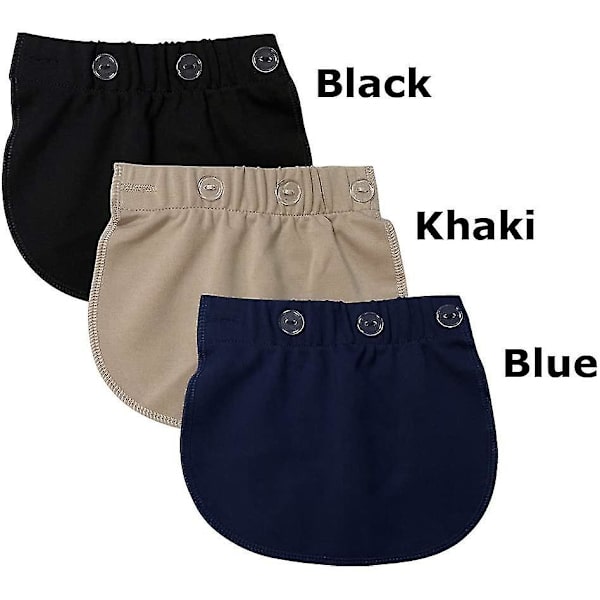 Justerbare Buksforlængere til Gravide, 3 Styk (Sort, Blå og Khaki)