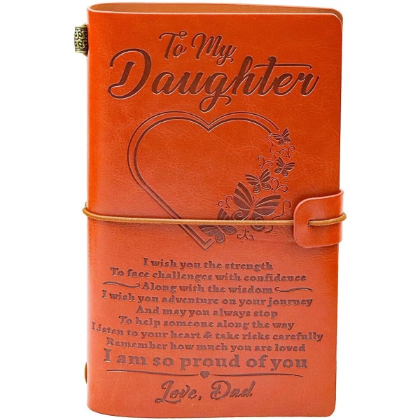 To My Daughter Leather Journal - 140 siders notatbokgave, påfyllbar reisedagbok Dagbok Skisse Bok Skrivejournal Eksamen