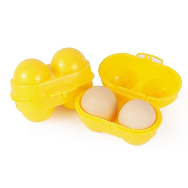 Mini Egg Holder Egg Oppbevaringsbeholder Picnic Camping Egg Carrier med fast håndtak Gule eggekurver