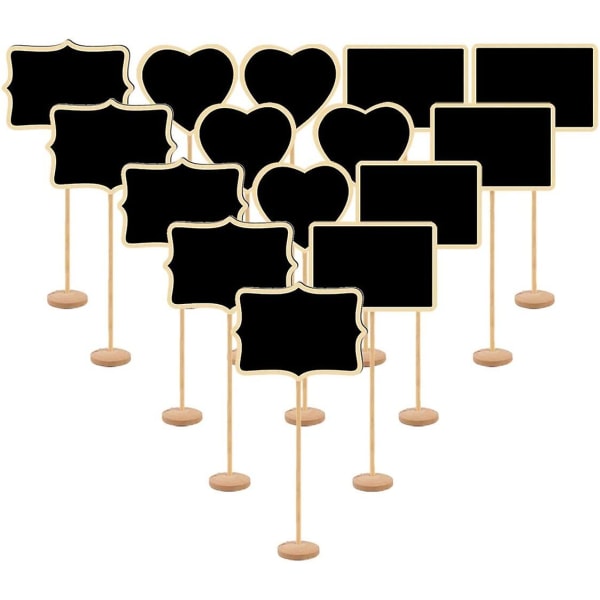 15st mini svarta tavlor skylt med stativ trä matskyltar mini anslagstavla skyltar för bröllop Födelsedagskalas bordsnummer
