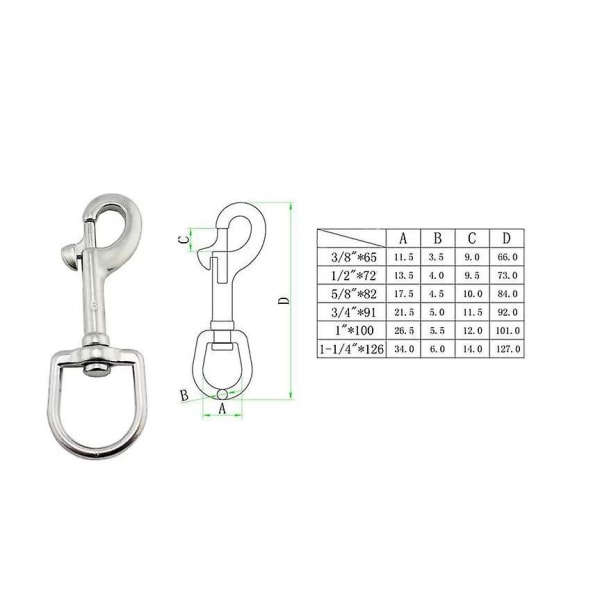 2 stk 2#-316 Svingbart Øyebolt Snap Hook, Marine Grade Rustfritt Stål Klips, For Dykking/Nøkkelring/Hundebånd/Kamerarem/Klesline