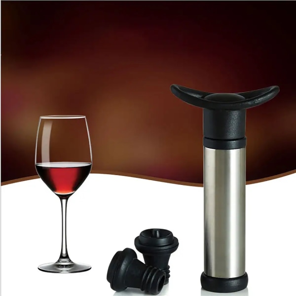 Vinprop og rødvinsvakuumpumpe, vinbesparer i rustfrit stål med 6 vakuumpropper til vinflasker - fødevaregodkendte materialer til at holde vinen frisk