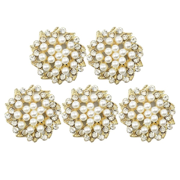 15 stk Blomstdekor Retro Diamantknapper Perle Rhinestones Perle Rhinestone Tilbehør Perle Brosje Gull Golden