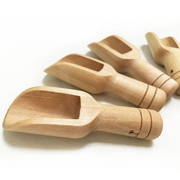 Wooden Scoops Mini Bath Salts Scoop Coffee Bean Tea Flour Sugar Spices Spoon Cooking Baking Kitchen (35pcs,wood Color)