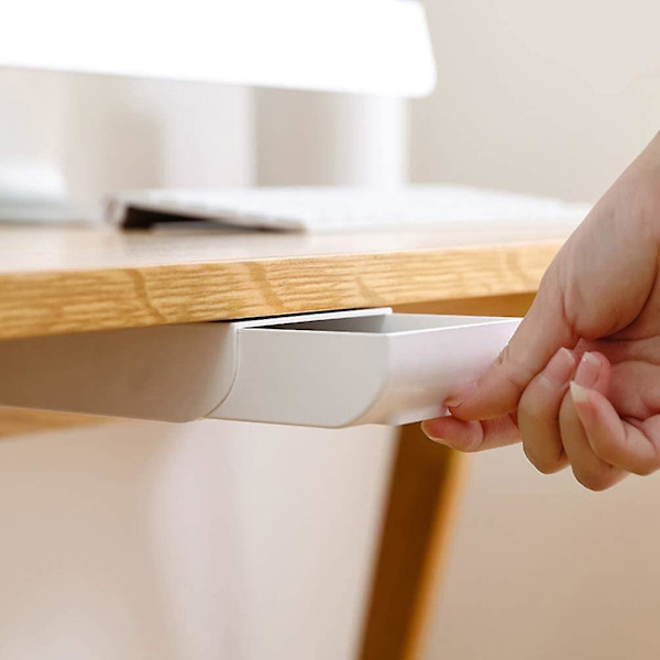 Skuffepennboks Blyantboks Blyantbrett Under Skrivebord Selvklebende Skuff Oppbevaring Skjult Skrivebord Organizer For Kontor Hjem Skole (2stk)