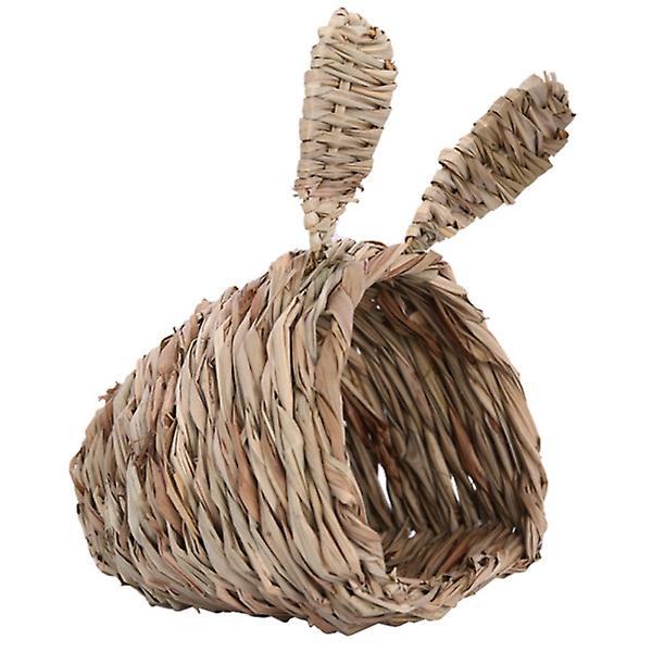 1pc Handmade Woven Grass Nest Rabbit Sleeping Nest Practical Pet SupplyKhaki21X20CM