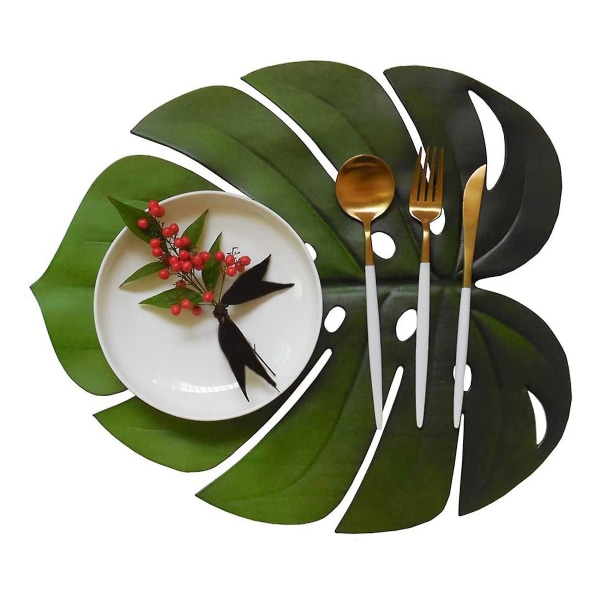 8kpl Tropical Leaf Placematos Keinotekoiset Eva Monstera Leaves Palm Leaf, yhteensopiva hääpöytäkoristeiden kanssa