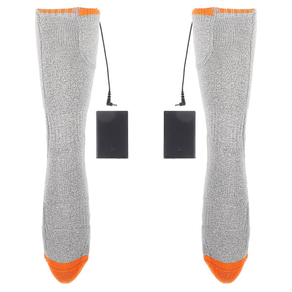 Vintersokker for menn og kvinner - Oppvarmede sokker for utendørs, ski, ullsokker, oppvarmede sokker, oppladbart batteri Grey 46x9.5 cm