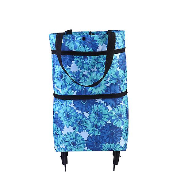 Foldbar Indkøbsvognspose Øko-venlig Sammenklappelig Indkøbsvognspose Blå 50X30X1CM Blue 50X30X1CM