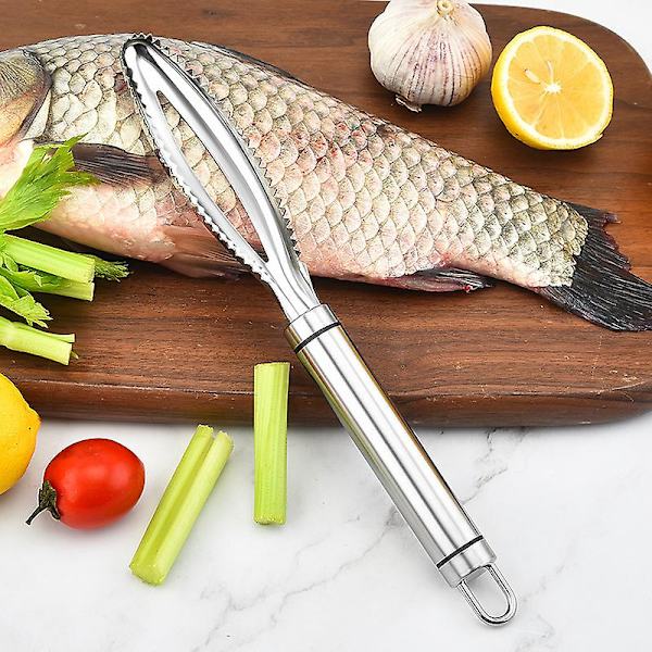 Rostfritt Stål Planer Manuell Skrapning Fiskfjällsplaner Avskalare Köksredskap Sågtandad Fiskfjällsplaner