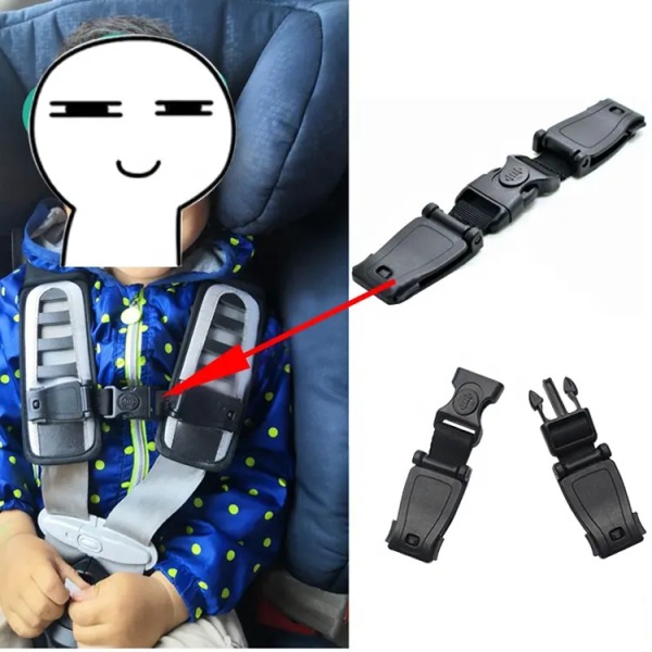 Universal Clip för barnbröstsele Anti-Slip Baby Chest Clip Guard Kompatibel med säten, barnvagnar, barnstolar, skolväskor, max. Breddsele (svart