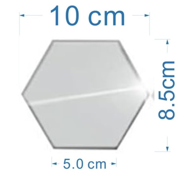 12 st Hexagon Akryl Spegelväggdekaler, Avtagbara Akryl Spegelväggdekaler 3D DIY Väggdekor Konst för Rum Silver 100 * 85 * 50mm