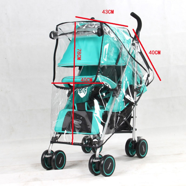 Stroller Rain Cover Universal, Plastic Rainproof Stroller Wind Shield, Zip Front Opening EVA Transparent