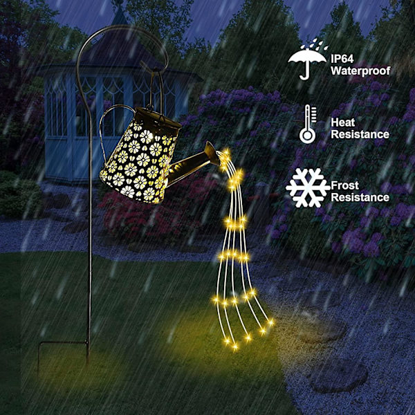 Solcelled Vandkande Have LED Lys, Stjerne Regn Lys, Vandafvisende Stjerneklare Himmel Lys Med Stativ, Udendørs Hængende Lys Til Terrasse Dekorationer