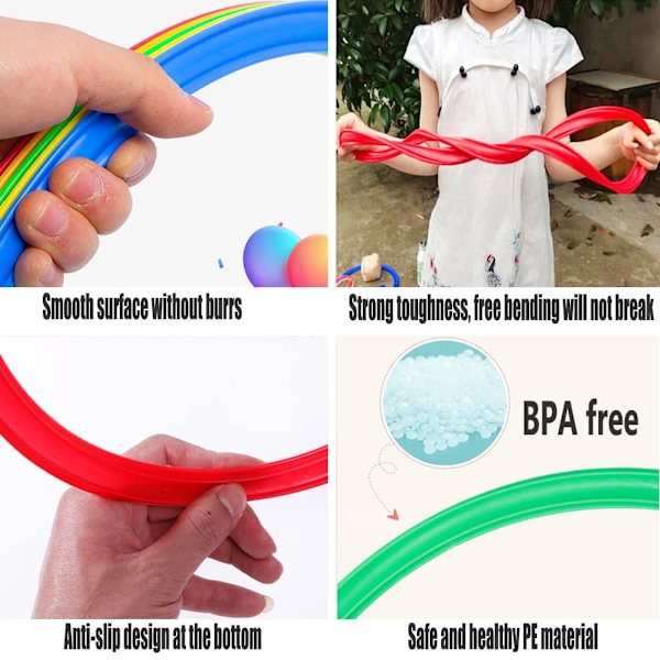 Hoppeleg Hoppebane Ringspil Sæt til Børn, Balance Koordination Agility Træningsspil Farvede Plastikringe, til 3-12 År