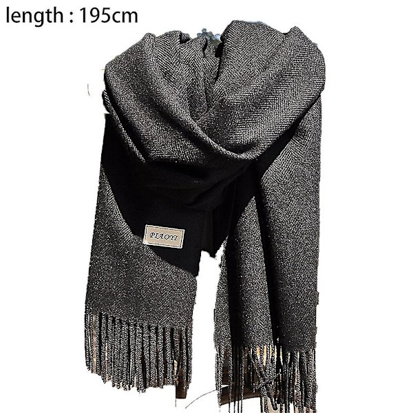 Sommer Sjal Oversized Lang Let Hør Strand Gaze Shawl Sort Black