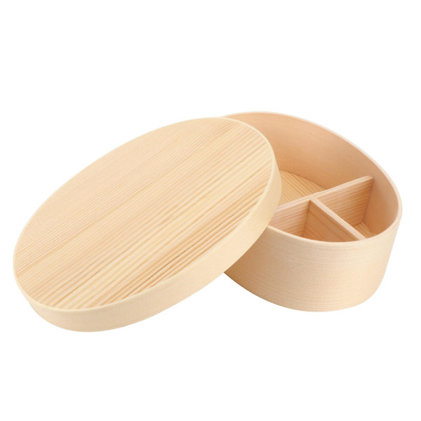 Enkelskikts 3-rutn Bentobox Japansk Stil Trämatlåda Bärbar Lunchlåda