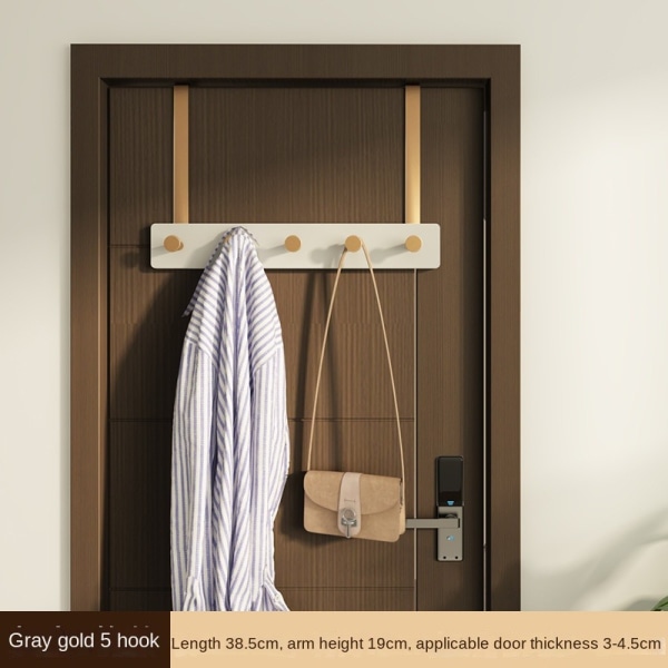 Ripustinkoukut Kylpyhuoneen oven pyyheteline Natural Bamboo Board -takkiteline, 5 henkistä koukkua Heavy Duty Back