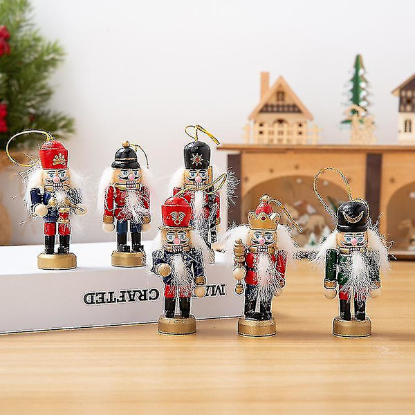 Julpynt i trä - Nötknäppare 8 cm Miniatyrfigurer Soldat Nötknäppare Dockor, Nötknäppare Kung Figuriner Hängande Pynt Kompatibel Med Tra