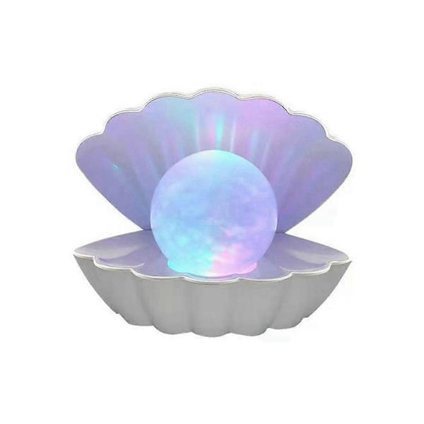 Perle Skal Natlampe Farveskiftende LED Muslingeskallampe Skrivebord Dekorativt Lys Soveværelse Sengelampe Skal Gave-God As Shown