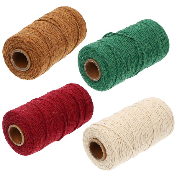 4 Rullar Makrame-Snören 2mm Bomullsrep DIY Handgjorda Hantverk Stickningssnören 10x5cm 10x5cm