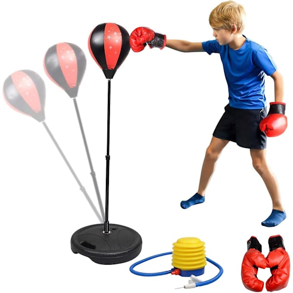 Punching Ball Bokse Sæt Med Pumpe Boksehandsker Til Børn Højden Justerbar 80-110 Cm