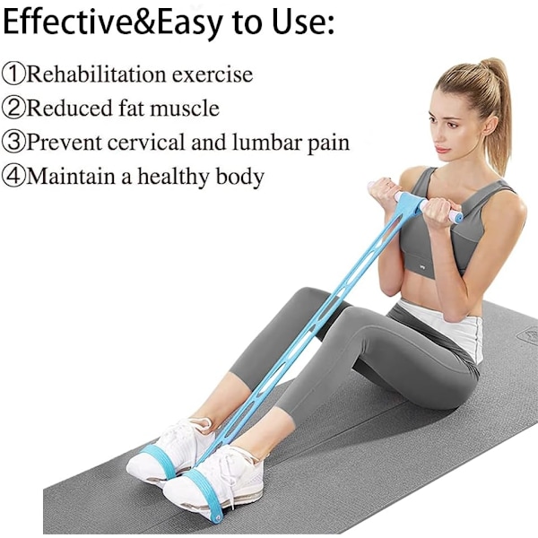 (Blå) Elastiskt Yogapedal-Dragband, Naturligt Latex Spänningsrep Fitnessutrustning, för Buk/Midja/Arm/Bensträckning