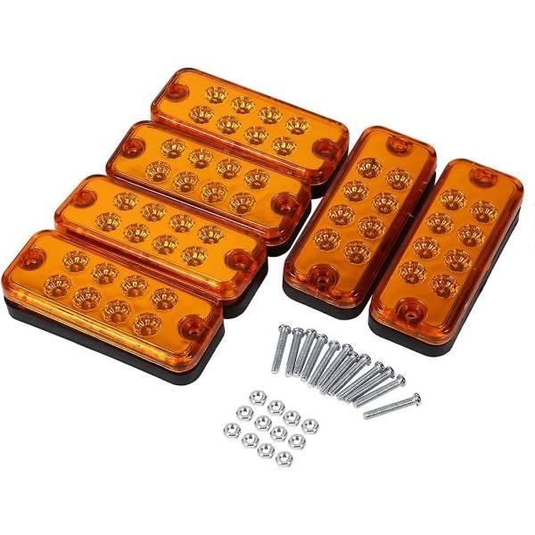 6 kpl 8 LED 12V Kuorma-auton perävaunun sivuvalot Auto Sivuvalojen Ilmaisimet (keltainen)