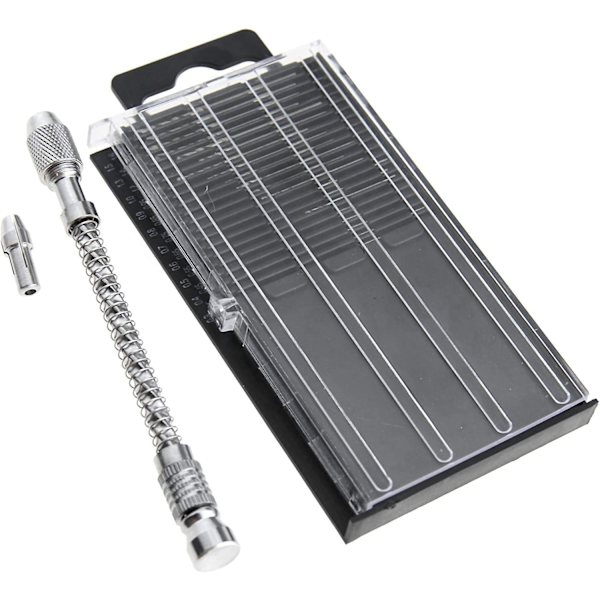 Mini hånddrill med 20 mikro HSS-spiralbor og hullstans for smykker, trebearbeiding, håndverk