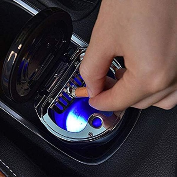 Tuhka-astia autoon Kannettava auton tuhka-astia Yleinen auton tuhka-astia LED-lampulla (Musta)