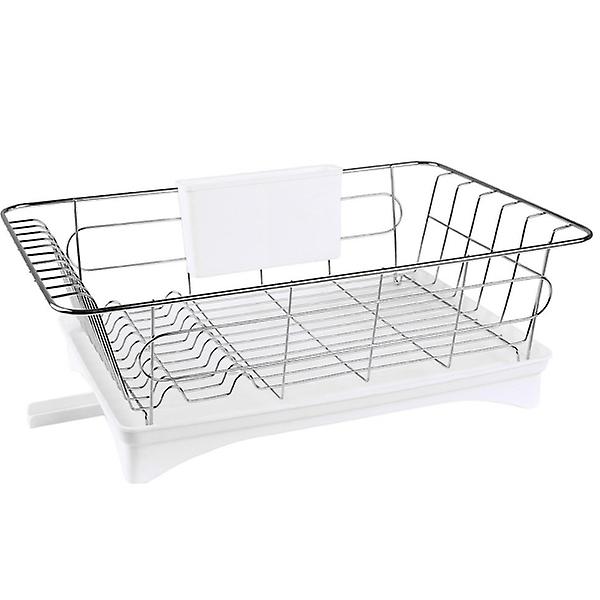 Svampfiltre Metallisk Oppvaskstativ Oppvaskstativ Vaskestativ Oppvaskholder Metallisk Oppvaskstativ Rustfritt S White 42X28X15.5CM