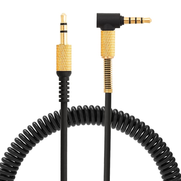 Lydkabel kompatibel med hann-til-hann-jack Stereohodetelefon Aux-kabel med mikrofon og volumkontroll for laptop (2stk, gull)