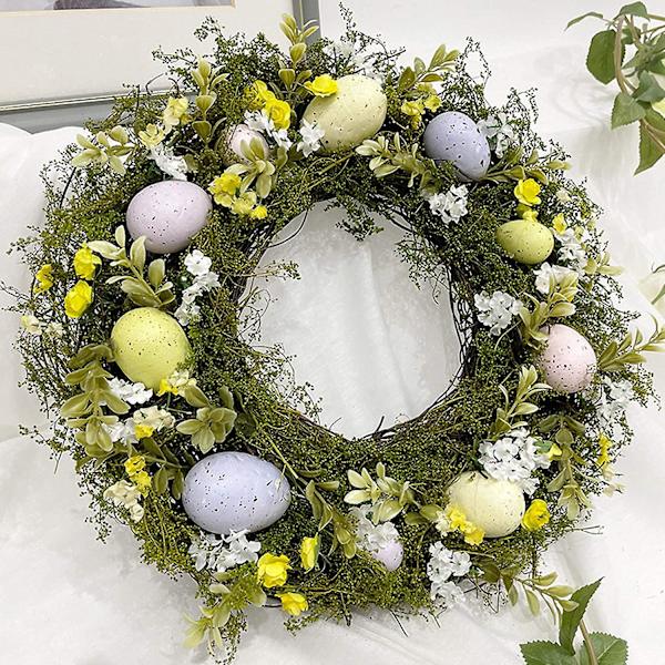 Påskkrans 36cm Påskäggkrans För Dörren Vårrans Med Blandade Kvistar Och Pastellägg För Påskhelgen Hemma Väggdekor