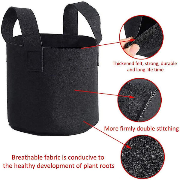 Odlingspåse, 2 st 40 cm x H20 cm och 2 st 25 cm x H15 cm, Non-woven, Terrakotta