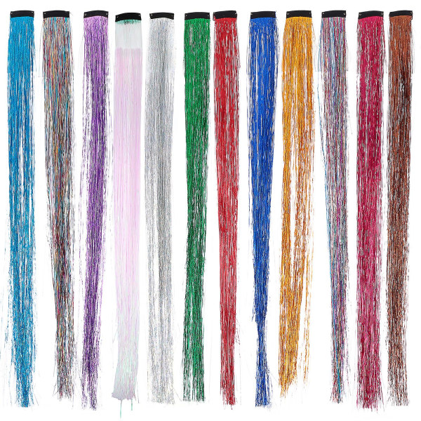 11 st Hårglittersträngar Universal Glitter Hårglitter Snygga hårförlängningar Assorterad färg50X3,5c Assorted Color 50X3.5cm