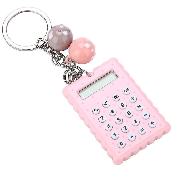 Kannettava minilaskin avaimenperällä, tyylikäs ja luova söpö evästetyylinen avainnippulaskin, 8-numeroinen näytön taskulaskin