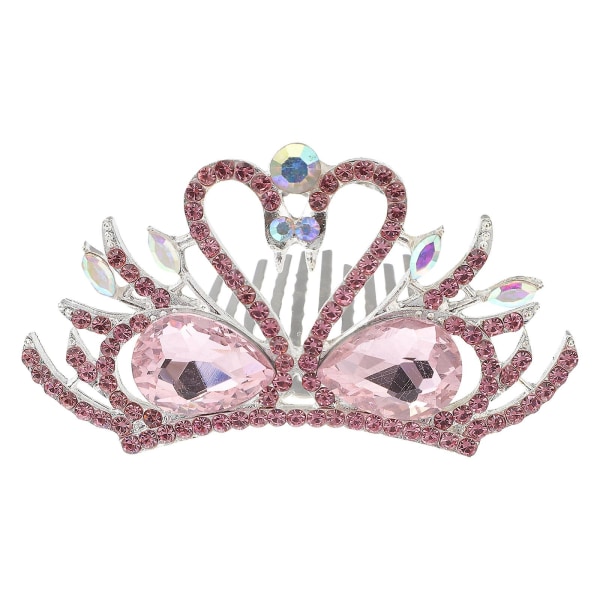 Rhinestone Hårklip Brud Hårkam Bryllup Rhinestone Hårkam Mini Prinsesse Tiara Tiara Hårklip Pink 7X4CM